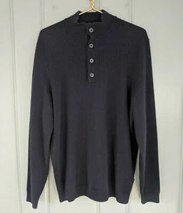 HUGO BOSS Mens XL Sweater 100% Merino Wool Button Textured Long Sleeve Warm - Picture 1 of 13
