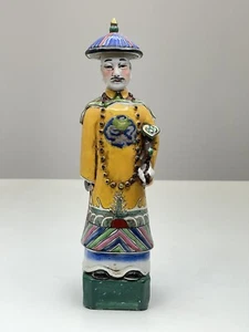 Chinesischer Kaiser Qing Dynastie Porzellan 12 Zoll groß Figur Gold bunt Export - Bild 1 von 15