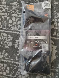 2pr Terramar Thermasilk Over the Calf Silk Sock Liners Black Medium 6-8.5 Mens - Picture 1 of 3