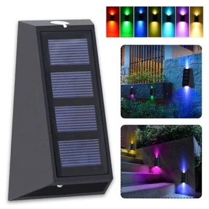 2PCS Small Solar Wall Light RGB Color Changing Waterproof Yard Garden Lamp - Picture 1 of 9