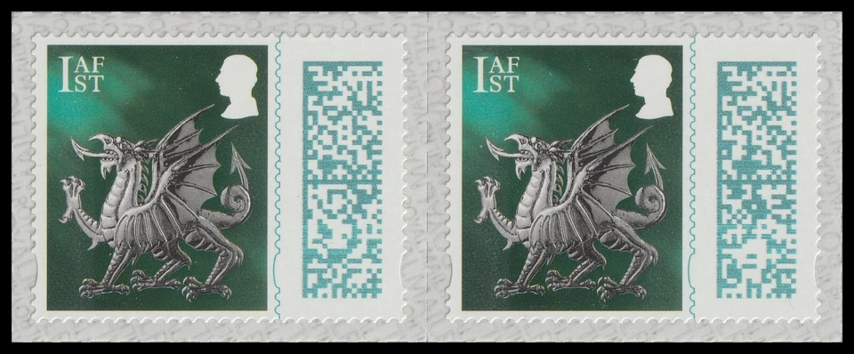 GB Country Definitive Wales Dragon 1st horz pair MNH 2024 - Image 1 of 1