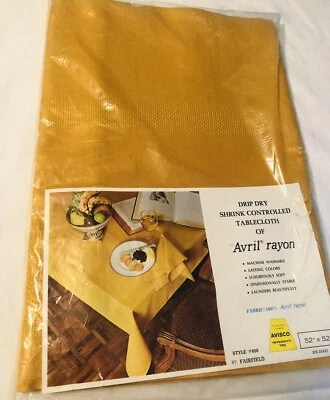 Vintage NWT Square Tablecloth 52 x 52 Avril Rayon Fairfield Orange Marigold - Image 1 of 4