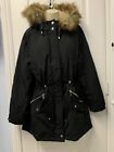 Size 12 XL Black Parka Hooded Pockets Sherpa Coat Tan Faux Fur Royal Matrix