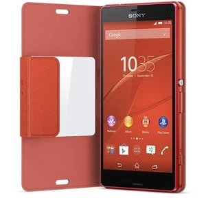 GENUINE SONY XPERIA Z3 COMPACT SCR26 STYLE COVER WINDOW VIEW CASE | ORANGE - Picture 1 of 3