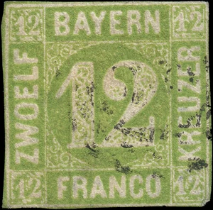 Bavaria German State  Scott #13 Used F-VF Stamp - Bild 1 von 2