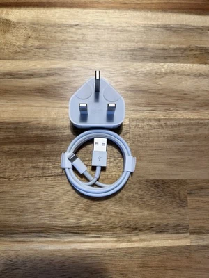 Genuine Apple 5W USB Charger Adapter Plug Lightning Cable UK iPhone iPad  A2128 - Image 1 of 4