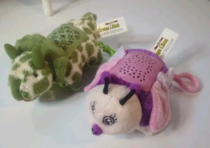 Pillow Pets "Dream Lites Mini" Butterfly & Triceratops Set Of Two W/Hook Ring - Picture 1 of 20