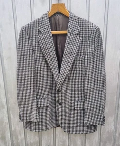 Austin Reed Vintage Mens Wool Houndstooth Grey Jacket 42R - Picture 1 of 7