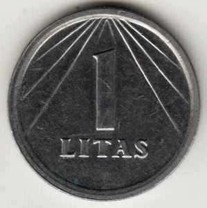 LITHUANIA KM#91. 1 LITAS 1991. XF+. FIRST MINTAGE Nickel Coin. -SCARCE- - Picture 1 of 2