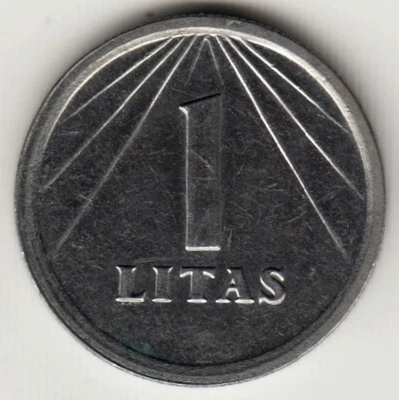 LITHUANIA KM#91. 1 LITAS 1991. XF+. FIRST MINTAGE Nickel Coin. -SCARCE- - Image 1 of 2