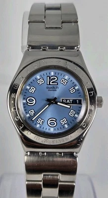 SWATCH IRONY 瑞士制造女式不锈钢 32 毫米防水蓝色表盘  — 第 1/4 张图片