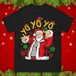 YO YO YO Santa Funny Christmas T Shirt, Funny Santa Hip Hop Xmas Unisex Tee - Picture 1 of 10