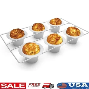 Padella Popover in acciaio inox con portafili perfettamente cotta dolcetti 6 tazze nuova - Foto 1 di 8