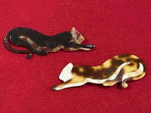 Coppia spille gatto elasticizzato Lea Stein vintage spille Parigi - Foto 1 di 10