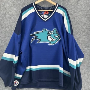 Worcester Ice Cats Hockey Jersey Mens XL Blue AHL SP Patches Vintage 90's - Picture 1 of 12