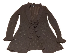 ECI NEw York Open Waterfall Brown Sequin Sweater S.35"Chest - Picture 1 of 4