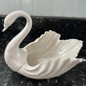 Vintage Lenox Schwan Schale Herzstück Schüssel Elfenbein Bone China Ausgezeichnet 9" - Bild 1 von 8