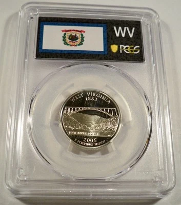 2005-S 25c SILVER PCGS PR70DCAM WEST VIRGINIA QUARTER PROOF DEEP CAMEO PR 70 DC - Image 1 of 4