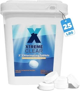 Xtremeclear 3" inch Stabilized Chlorine Tablets for Swimming Pool Hot Tubs 25lbs - Picture 1 of 6