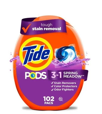 Tide PODS Liquid Laundry Detergent Packs, Spring Meadow Scent, 102 Count