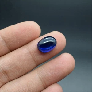 2 Pcs Natural Blue Sapphire 8x6 MM Oval Loose Cabochon Gemstones With Certified - Picture 1 of 5