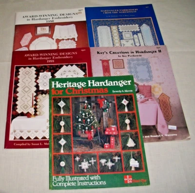 NORWEGIAN HARDANGER EMBROIDERY BOOK LOT OF 5 PATTERNS & INSTRUCTIONS - Image 1 of 4