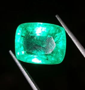 Loose Gemstone Natural Green Colombian Emerald 9.52 Ct Certified Cushion Cut - Picture 1 of 9
