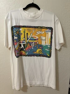 Weißes Vintage 90’s Retro Grafik Tshirt Herren Kurzarm Large - Bild 1 von 2
