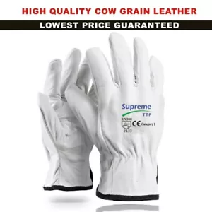 Lorry Drivers Genuine Leather Gloves Driving Yellow Work Safety DIY Quality - Picture 1 of 7