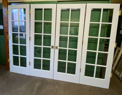 Set of Bi-Folding French Doors with Bommer Hardware 112"x80"x1-3/8" White - Image 1 of 4