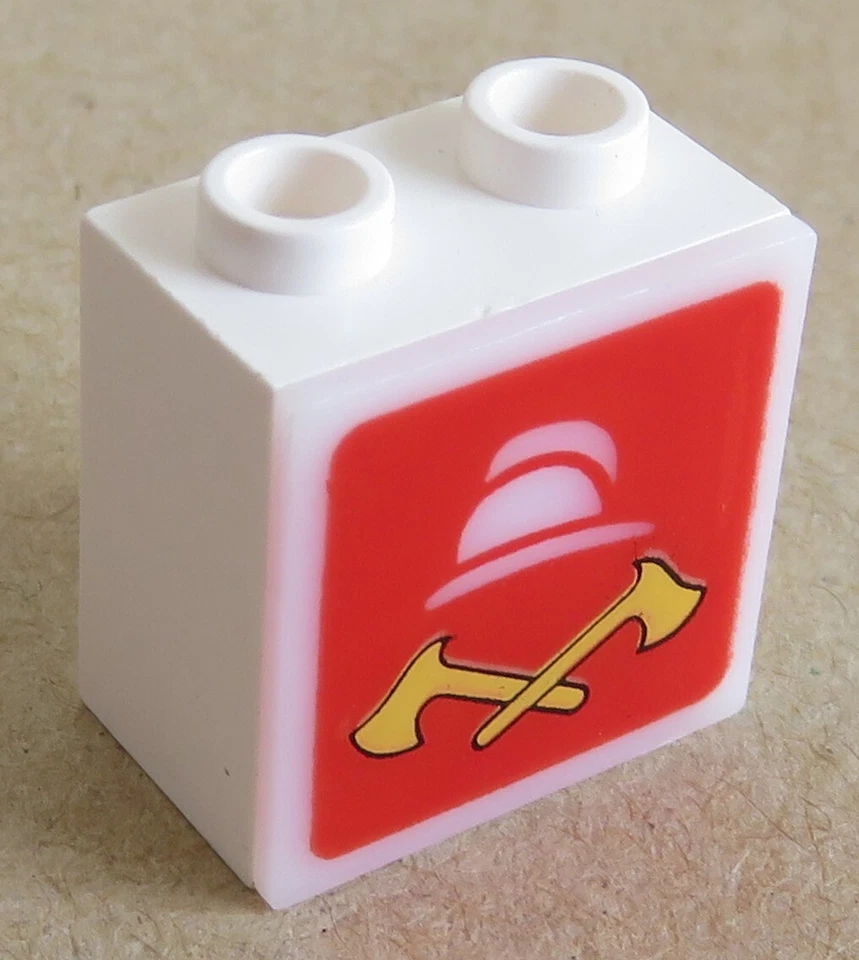 LEGO Electric - Lichtstein 1 1/8 x 2 x 1 2/3 mit Feuerwehr Logo, weiß # 2383c08 - Bild 1 von 1