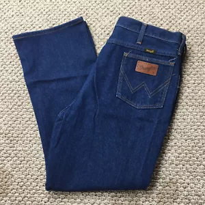 Vintage 80s Wrangler Jeans Mens 36x28 Denim Bootcut Made in USA Dark Cowboy - Picture 1 of 10