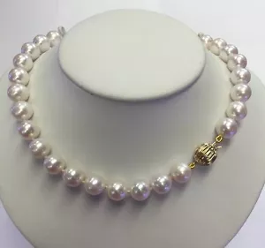 "Collar de perlas de agua dulce de 9,5x10,5 mm, broche plateado de 17" - Imagen 1 de 12