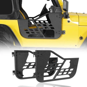 Fit Jeep Wrangler TJ 1997-2006 Rock Crawler Black Steel Tubular Door Guards 2PCS - Picture 1 of 17