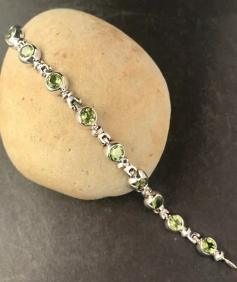 GENUINE PERIDOT BRACELET 925 STERLING SILVER FAST FREE SHIPPING FREE GIFT WRAP  - Image 1 of 4