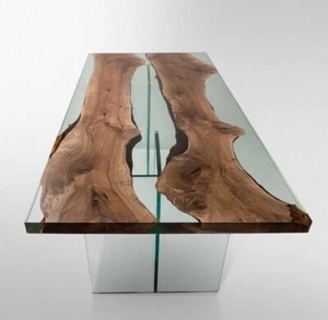 Coffee, Dinning Table Top Live edge Handmade Epoxy Resin Wood Table Custom Order - Picture 1 of 2