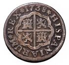 1738S PJ Spain Real Felipe V Seville Coin in VF Condition, KM# 354