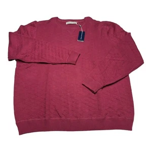 Holderness & Bourne Ward Sweater Mens XL Claret Textured Diamond Jacquard Knit - Picture 1 of 8