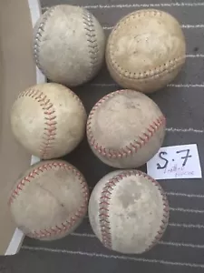 6x Used Leather Practice Softballs 12 Inch Softball - see Photos (s7) - Picture 1 of 1