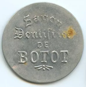 Briefmarke Münze Levallois-Perret Botot Zahnpasta 25 Centimes Blau - Bild 1 von 2