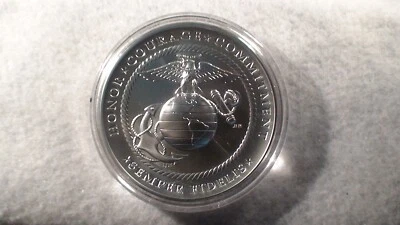 U.S. ARMED FORCES MARINE CORPS SILVER 2.5 TROY OZ MEDAL WITH COA & PACKAGING! - Image 1 of 4