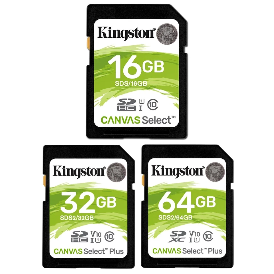 Kingston Canvas Select Plus 32GB 64GB SDHC SD Card Flash Memory CL10 UHS-I U1 - Image 1 of 1