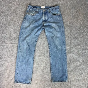Levis 501 Mens Jeans 34x30 Blue Denim Pant Button Fly Solid Pockets Actual 32x30 - Picture 1 of 12