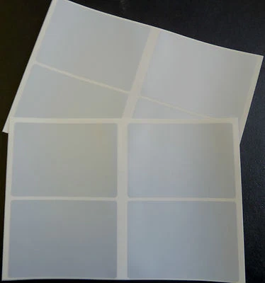 8 Argento Plastica Mini Adesivi, 96x68mm Rettangolo, Etichette, Tinta , Vuoto , - Immagine 1 di 2