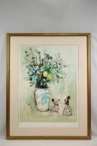 Jean Jansen Lithograph "Flowers and Dolls" Edition, signed and framed, 49cm x 64 - Picture 1 of 10