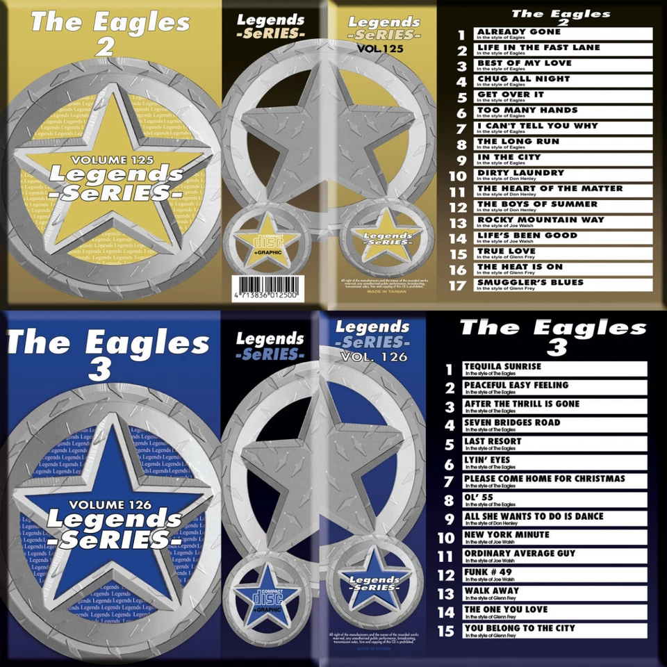 Karaoke 2 CD G LEGENDS Series The Eagles Vol-125 126 Best of My Love W/print