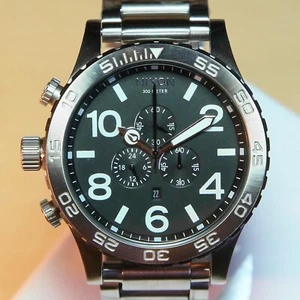 US NEW NIXON Watch 51-30 CHRONO Silver Black Face A083000 Mens Women's GIFT SALE - Picture 1 of 12
