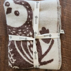NEW BARKER TEXTILES OWL in TREE 100% Wool Lux Oversized Throw 51”x71" Lithuania - Picture 1 of 7