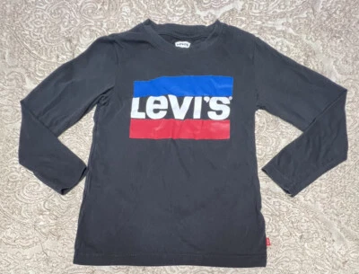 Camiseta Levis Boys 7/8 Negra Manga Larga Logo Otoño Invierno Primavera Cómoda Informal Foto 1 de 3