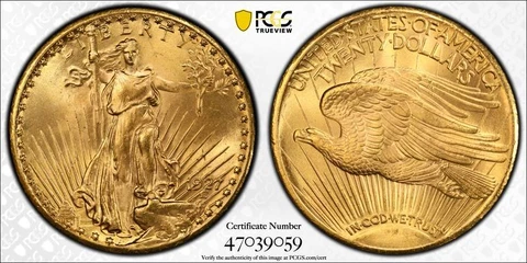1927 $20 MS66 PCGS CAC Cover